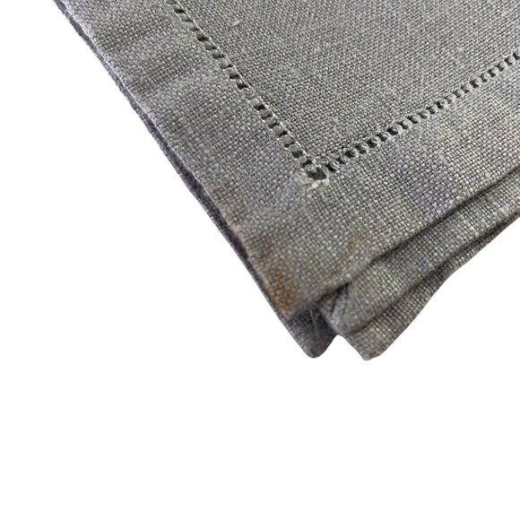 Lot of 4 Linen Cloth Napkins Gray Hemstitched 13" x 12" Luncheon Dining - Picture 5 of 5